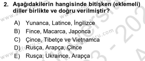 Türk Dili 1 Dersi 2023 - 2024 Yılı (Vize) Ara Sınavı 2. Soru