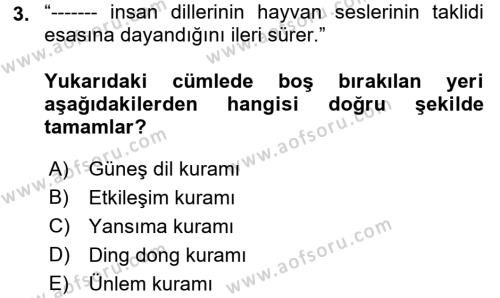Türk Dili 1 Dersi 2023 - 2024 Yılı (Vize) Ara Sınavı 3. Soru