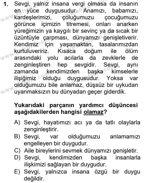 Türk Dili 2 Dersi 2012 - 2013 Yılı (Vize) Ara Sınavı 1. Soru