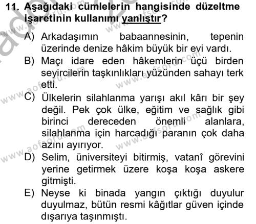 Türk Dili 2 Dersi 2012 - 2013 Yılı (Vize) Ara Sınavı 11. Soru