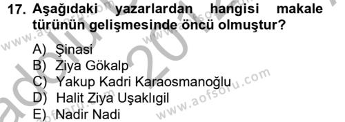 Türk Dili 2 Dersi 2012 - 2013 Yılı (Vize) Ara Sınavı 17. Soru