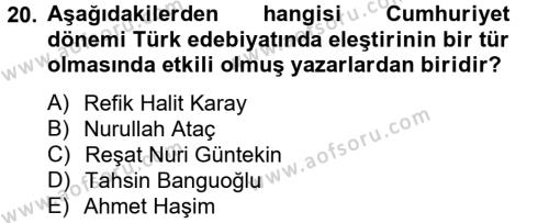 Türk Dili 2 Dersi 2012 - 2013 Yılı (Vize) Ara Sınavı 20. Soru