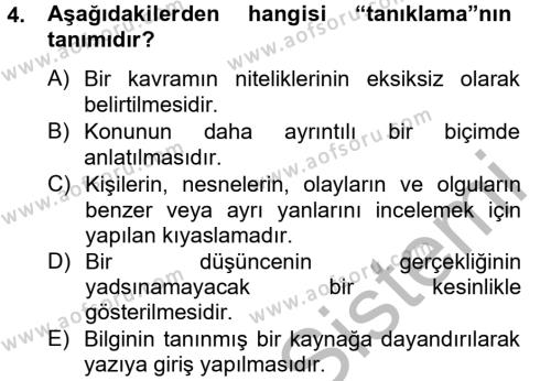 Türk Dili 2 Dersi 2012 - 2013 Yılı (Vize) Ara Sınavı 4. Soru