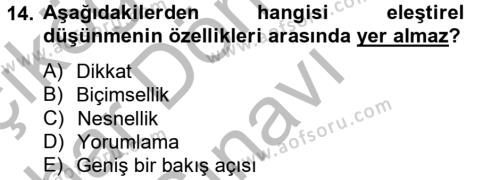 Türk Dili 2 Dersi 2012 - 2013 Yılı (Final) Dönem Sonu Sınavı 14. Soru