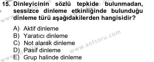 Türk Dili 2 Dersi 2012 - 2013 Yılı (Final) Dönem Sonu Sınavı 15. Soru