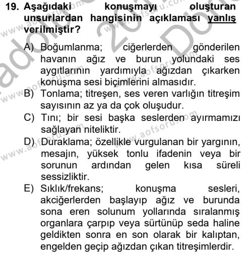 Türk Dili 2 Dersi 2012 - 2013 Yılı (Final) Dönem Sonu Sınavı 19. Soru