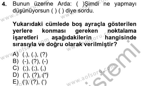 Türk Dili 2 Dersi 2012 - 2013 Yılı (Final) Dönem Sonu Sınavı 4. Soru