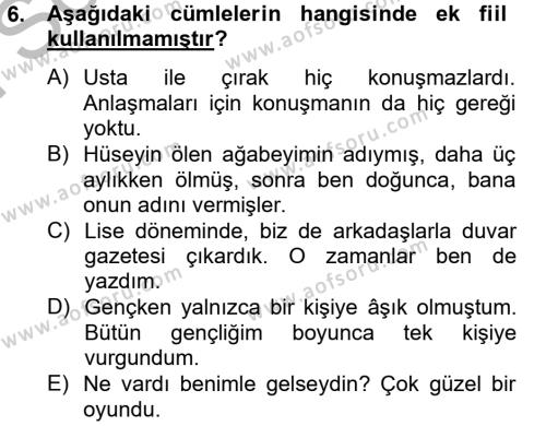 Türk Dili 2 Dersi 2012 - 2013 Yılı (Final) Dönem Sonu Sınavı 6. Soru