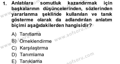 Türk Dili 2 Dersi 2013 - 2014 Yılı (Vize) Ara Sınavı 1. Soru