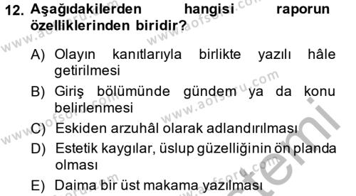 Türk Dili 2 Dersi 2013 - 2014 Yılı (Final) Dönem Sonu Sınavı 12. Soru