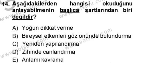 Türk Dili 2 Dersi 2013 - 2014 Yılı (Final) Dönem Sonu Sınavı 14. Soru