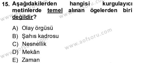 Türk Dili 2 Dersi 2013 - 2014 Yılı (Final) Dönem Sonu Sınavı 15. Soru