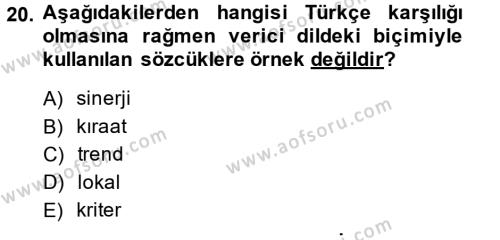 Türk Dili 2 Dersi 2013 - 2014 Yılı (Final) Dönem Sonu Sınavı 20. Soru