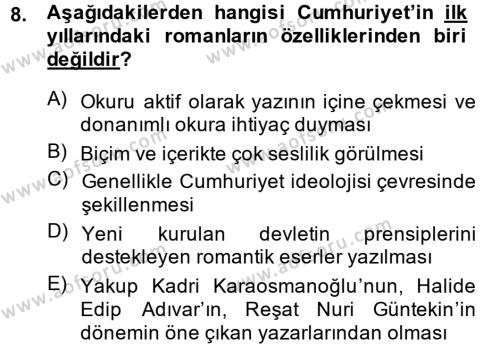 Türk Dili 2 Dersi 2013 - 2014 Yılı (Final) Dönem Sonu Sınavı 8. Soru