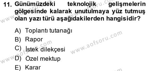 Türk Dili 2 Dersi 2013 - 2014 Yılı Tek Ders Sınavı 11. Soru