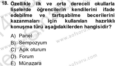 Türk Dili 2 Dersi 2013 - 2014 Yılı Tek Ders Sınavı 18. Soru