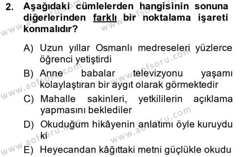 Türk Dili 2 Dersi 2013 - 2014 Yılı Tek Ders Sınavı 2. Soru