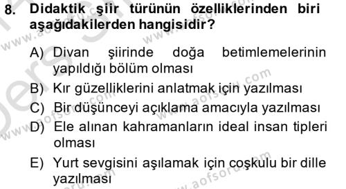 Türk Dili 2 Dersi 2013 - 2014 Yılı Tek Ders Sınavı 8. Soru