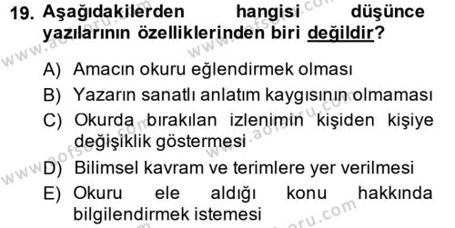 Türk Dili 2 Dersi 2014 - 2015 Yılı (Vize) Ara Sınavı 19. Soru