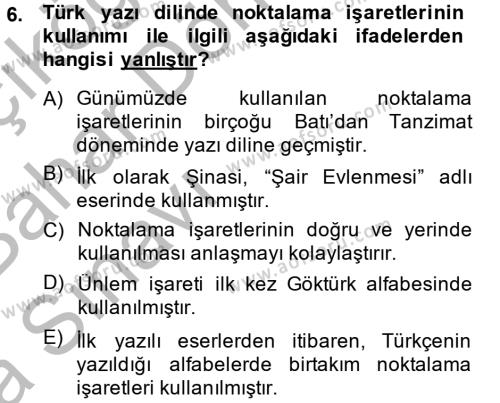 Türk Dili 2 Dersi 2014 - 2015 Yılı (Vize) Ara Sınavı 6. Soru