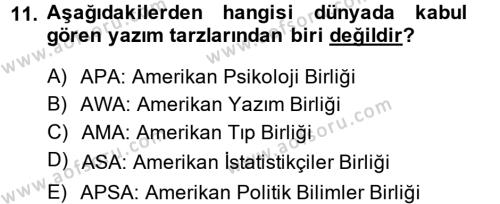 Türk Dili 2 Dersi 2014 - 2015 Yılı (Final) Dönem Sonu Sınavı 11. Soru