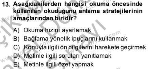 Türk Dili 2 Dersi 2014 - 2015 Yılı (Final) Dönem Sonu Sınavı 13. Soru