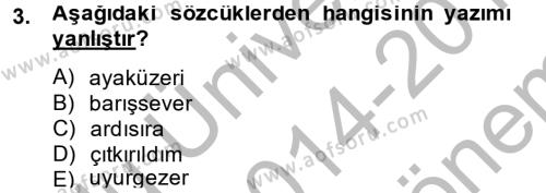 Türk Dili 2 Dersi 2014 - 2015 Yılı (Final) Dönem Sonu Sınavı 3. Soru