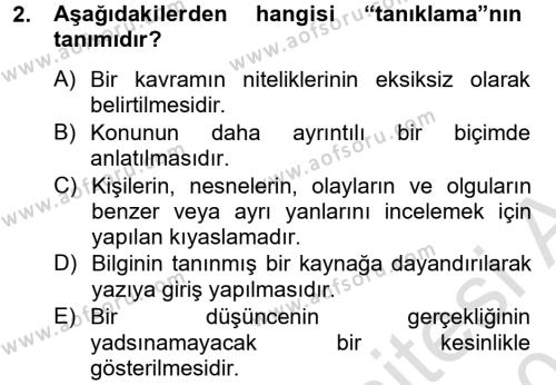 Türk Dili 2 Dersi 2014 - 2015 Yılı Tek Ders Sınavı 2. Soru