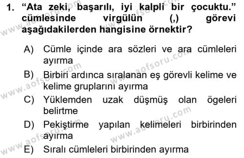Türk Dili 2 Dersi 2015 - 2016 Yılı (Vize) Ara Sınavı 1. Soru