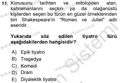 Türk Dili 2 Dersi 2015 - 2016 Yılı (Final) Dönem Sonu Sınavı 11. Soru