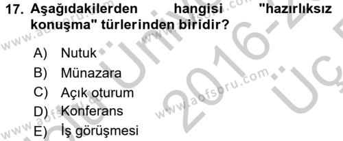 Türk Dili 2 Dersi 2016 - 2017 Yılı 3 Ders Sınavı 17. Soru