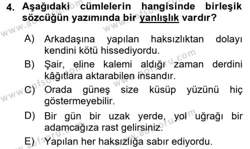 Türk Dili 2 Dersi 2016 - 2017 Yılı 3 Ders Sınavı 4. Soru