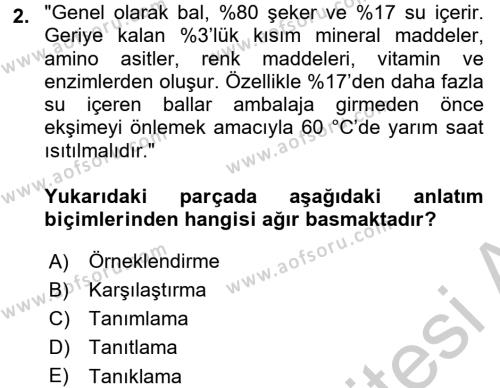 Türk Dili 2 Dersi 2016 - 2017 Yılı (Vize) Ara Sınavı 2. Soru