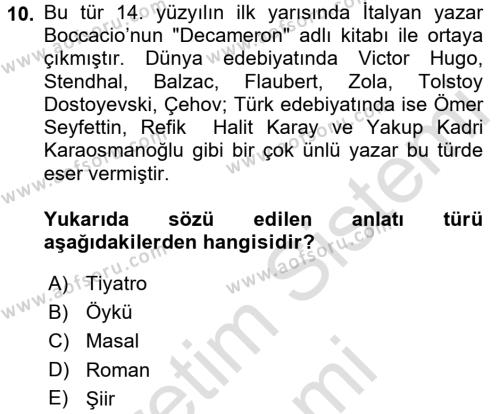 Türk Dili 2 Dersi 2016 - 2017 Yılı (Final) Dönem Sonu Sınavı 10. Soru