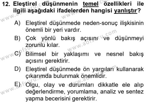 Türk Dili 2 Dersi 2016 - 2017 Yılı (Final) Dönem Sonu Sınavı 12. Soru