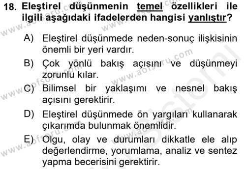 Türk Dili 2 Dersi 2017 - 2018 Yılı 3 Ders Sınavı 18. Soru