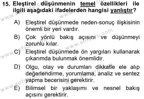 Türk Dili 2 Dersi 2017 - 2018 Yılı (Final) Dönem Sonu Sınavı 15. Soru