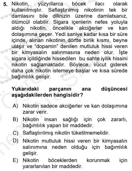 Türk Dili 2 Dersi 2018 - 2019 Yılı (Vize) Ara Sınavı 5. Soru