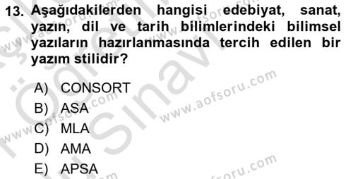 Türk Dili 2 Dersi 2020 - 2021 Yılı Yaz Okulu Sınavı 13. Soru