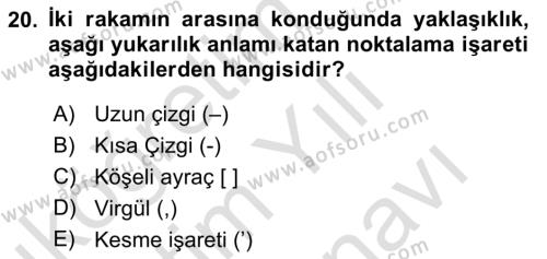 Türk Dili 2 Dersi 2021 - 2022 Yılı (Vize) Ara Sınavı 20. Soru