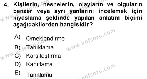 Türk Dili 2 Dersi 2021 - 2022 Yılı (Vize) Ara Sınavı 4. Soru