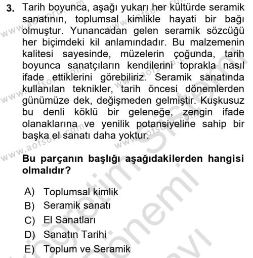Türk Dili 2 Dersi 2022 - 2023 Yılı (Vize) Ara Sınavı 3. Soru