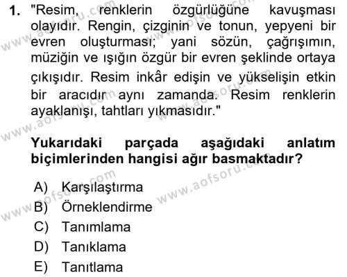 Türk Dili 2 Dersi 2022 - 2023 Yılı (Final) Dönem Sonu Sınavı 1. Soru