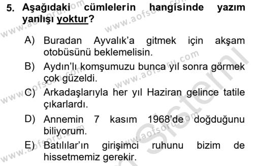 Türk Dili 2 Dersi 2022 - 2023 Yılı (Final) Dönem Sonu Sınavı 5. Soru