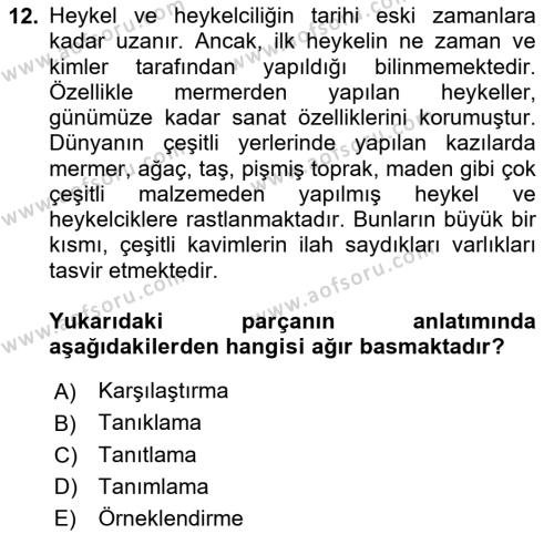 Türk Dili 2 Dersi 2023 - 2024 Yılı (Vize) Ara Sınavı 12. Soru