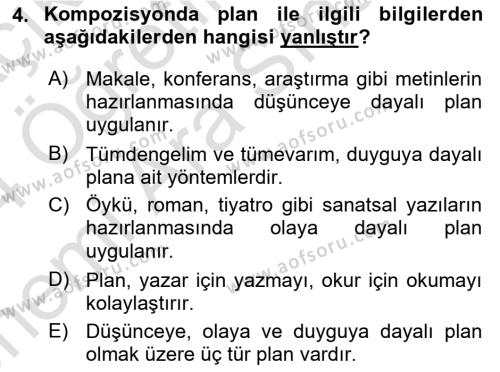 Türk Dili 2 Dersi 2023 - 2024 Yılı (Vize) Ara Sınavı 4. Soru