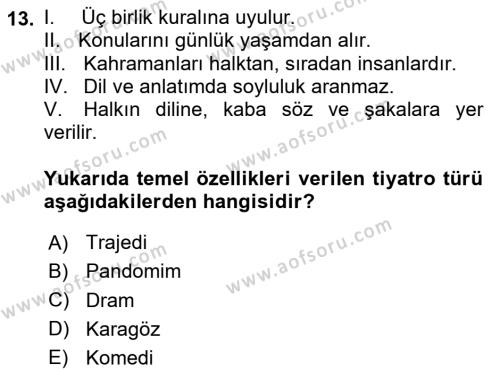 Türk Dili 2 Dersi 2023 - 2024 Yılı (Final) Dönem Sonu Sınavı 13. Soru