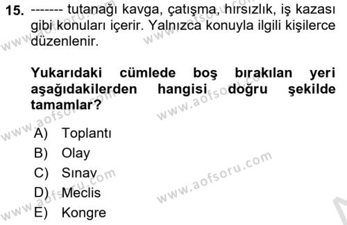 Türk Dili 2 Dersi 2023 - 2024 Yılı (Final) Dönem Sonu Sınavı 15. Soru