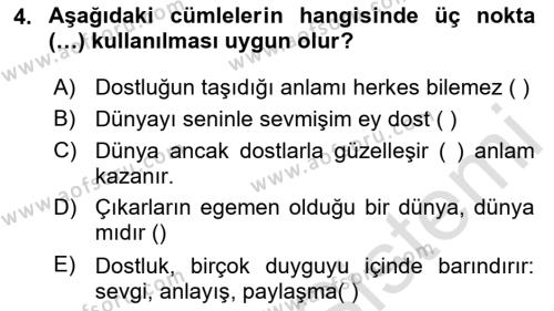 Türk Dili 2 Dersi 2023 - 2024 Yılı (Final) Dönem Sonu Sınavı 4. Soru