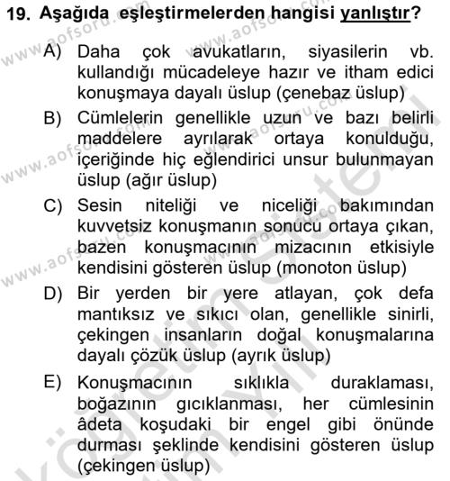 Türk Dili 2 Dersi 2023 - 2024 Yılı Yaz Okulu Sınavı 19. Soru